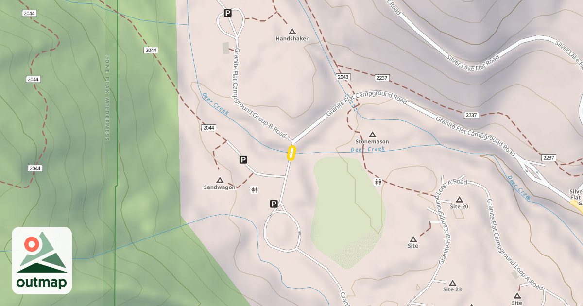 Map of Granite Flat Campground Road