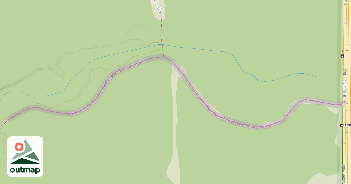 Map of Des Plaines River Trail Red Unpaved Spur (South)