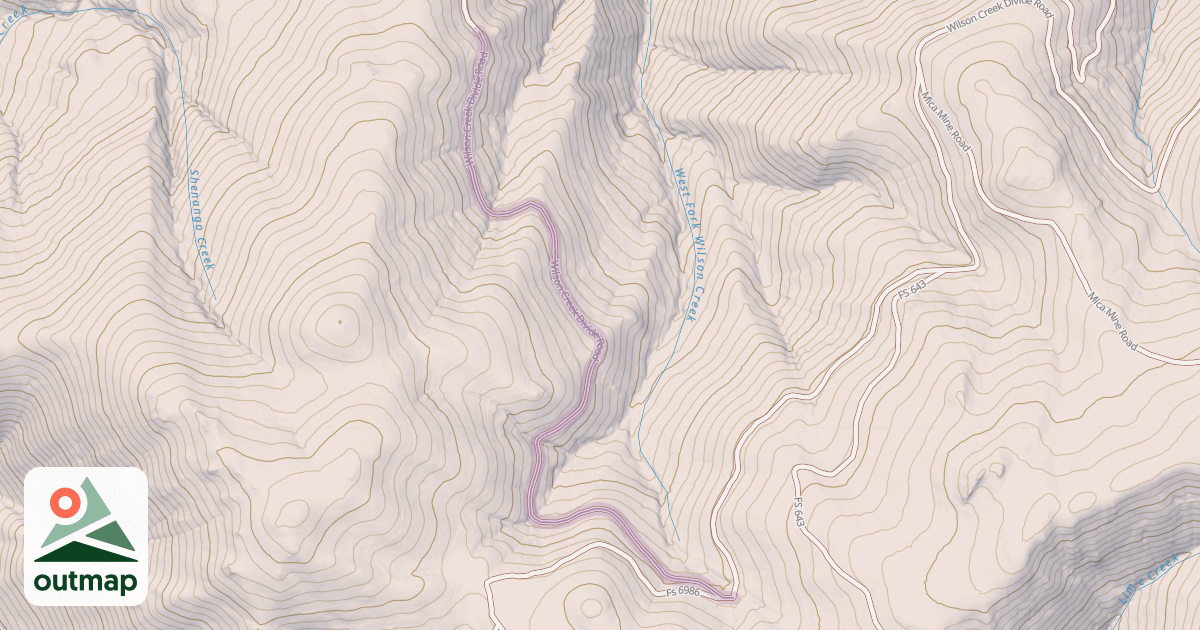 Map of Wilson Creek Divide Road