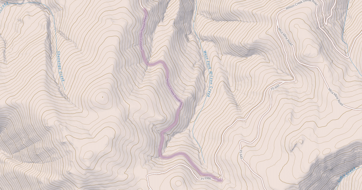 Map preview of Wilson Creek Divide Road
