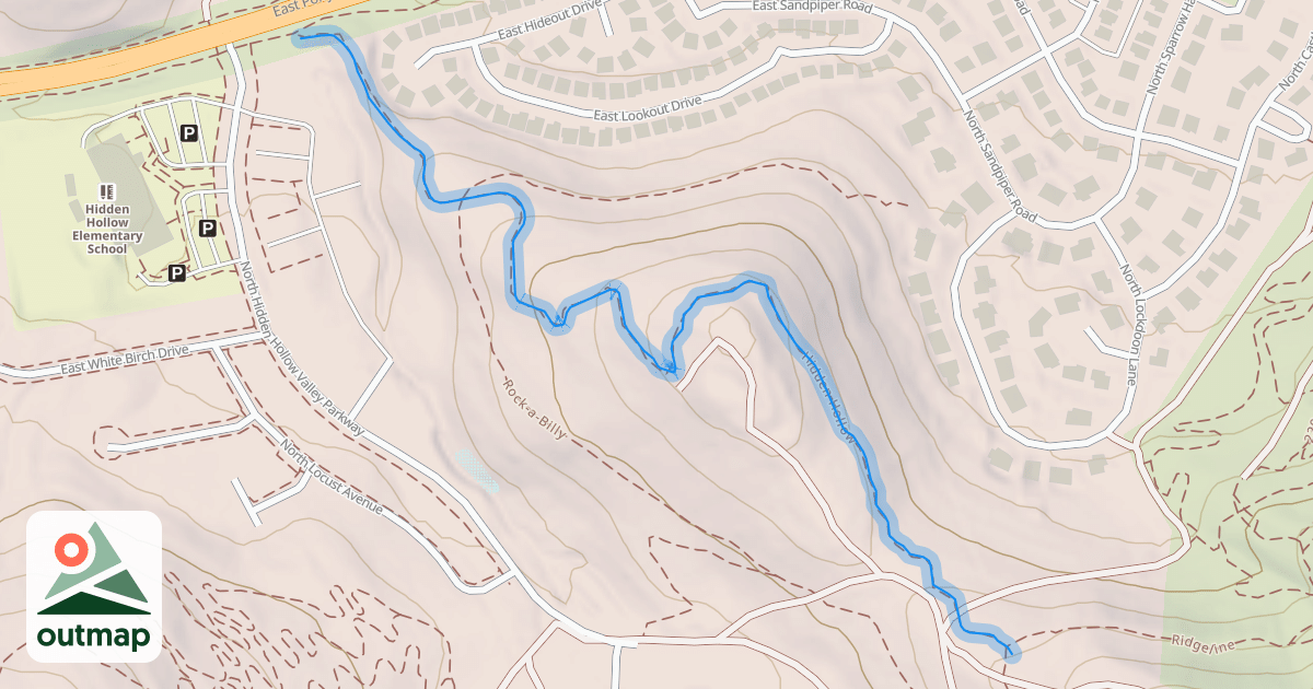 Map of Ridgeline Trail - Hidden Hollow Section