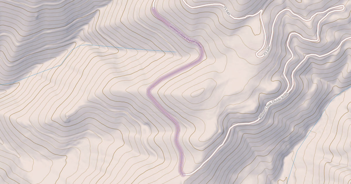 Map preview of Wilson Creek Divide Road