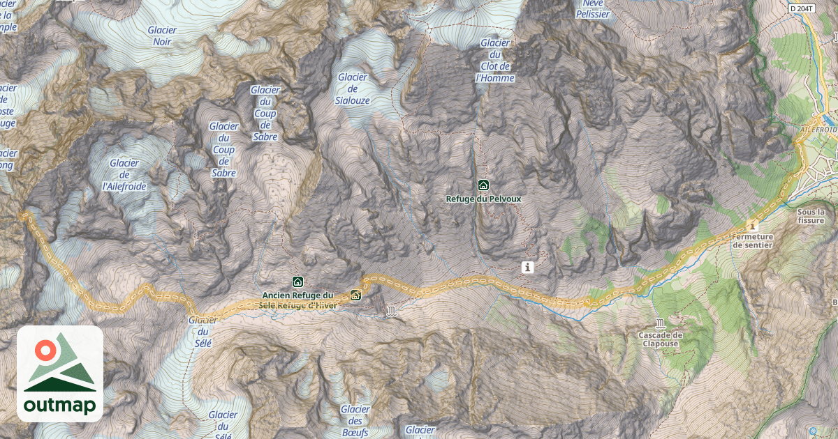 Map of Brèches des Frères Chamois — Ailefroide