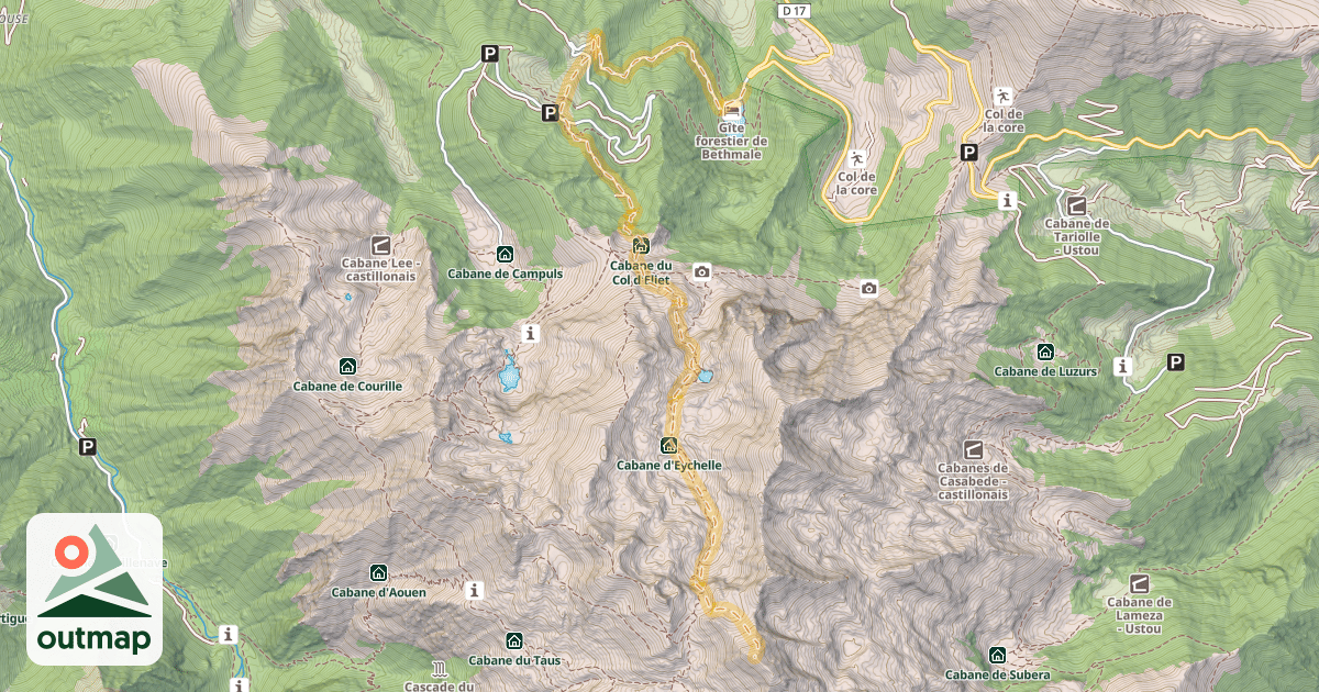 Map of Tuc de la Messe — Étang de Bethmale