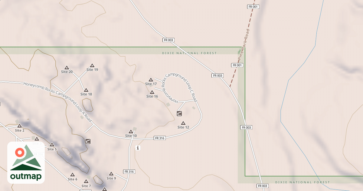 Map of HONEYCOMB ROCKS CG LOOP C
