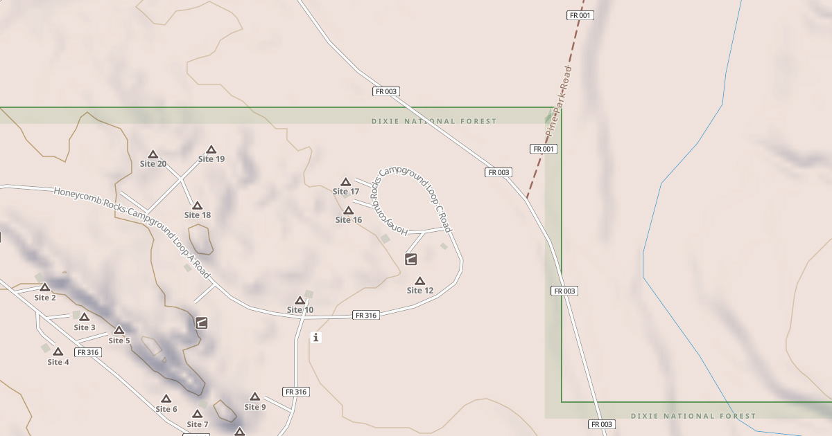 Map preview of HONEYCOMB ROCKS CG LOOP C
