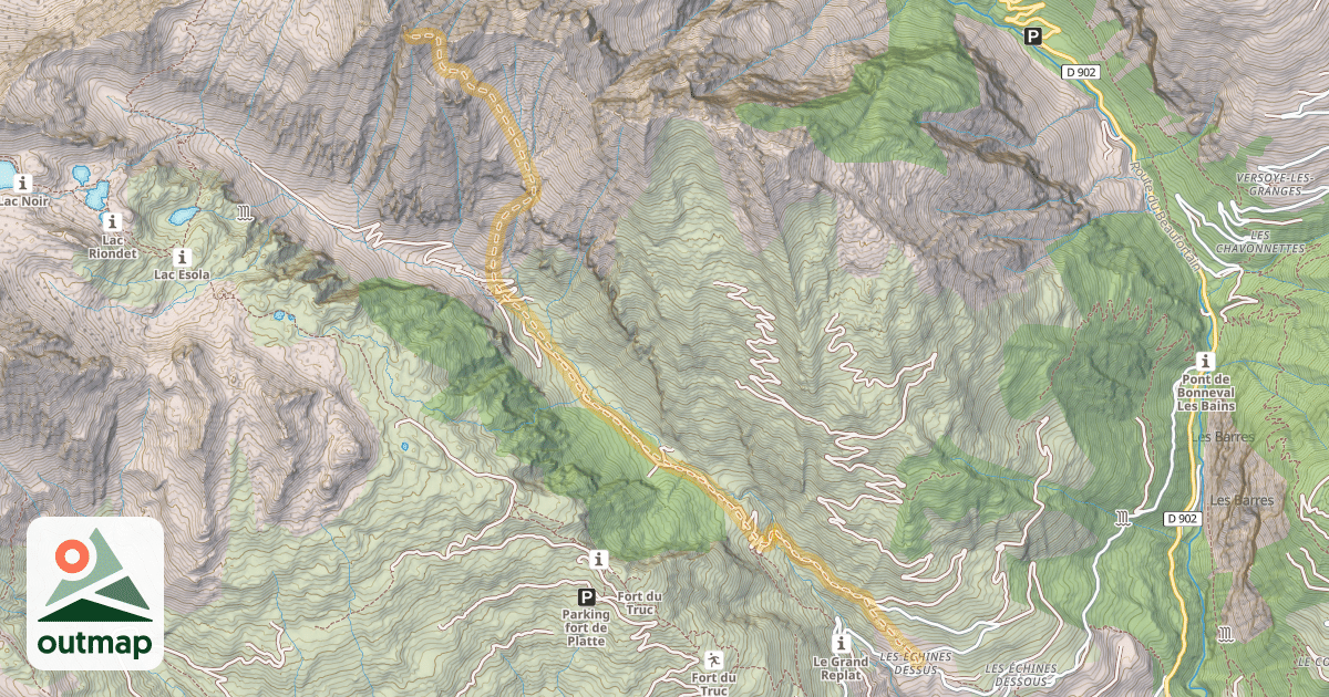 Map of Aiguille de Terrassin — Les Échines dessus