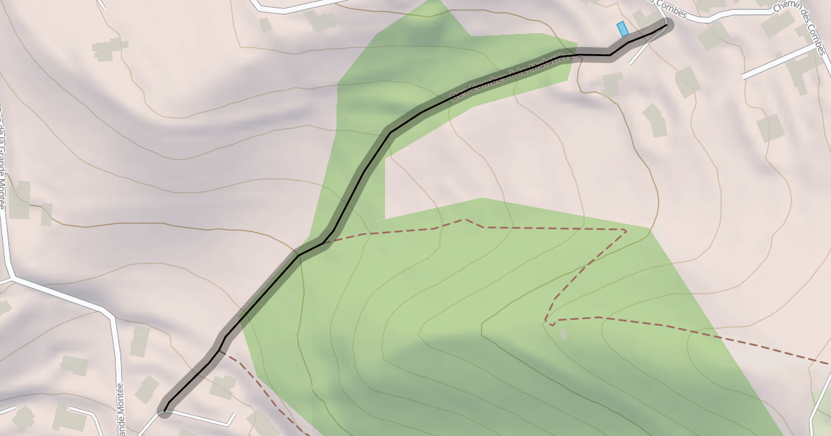 Map preview of Des Combes à la Mulatière