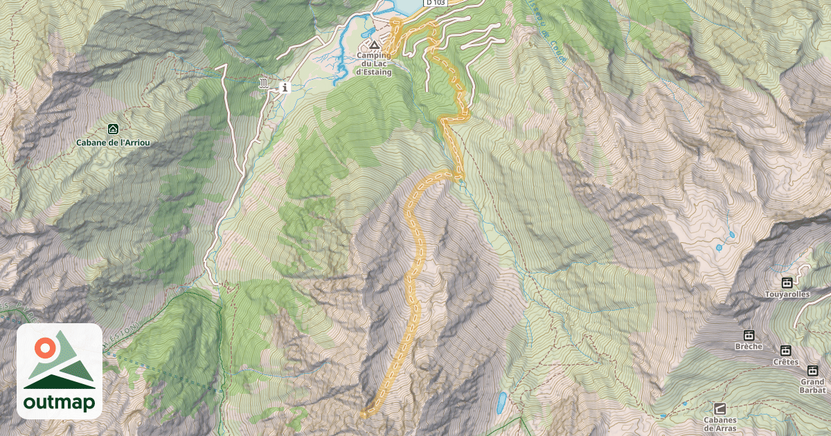 Map of Pourtet du Barbat — Lac d'Estaing