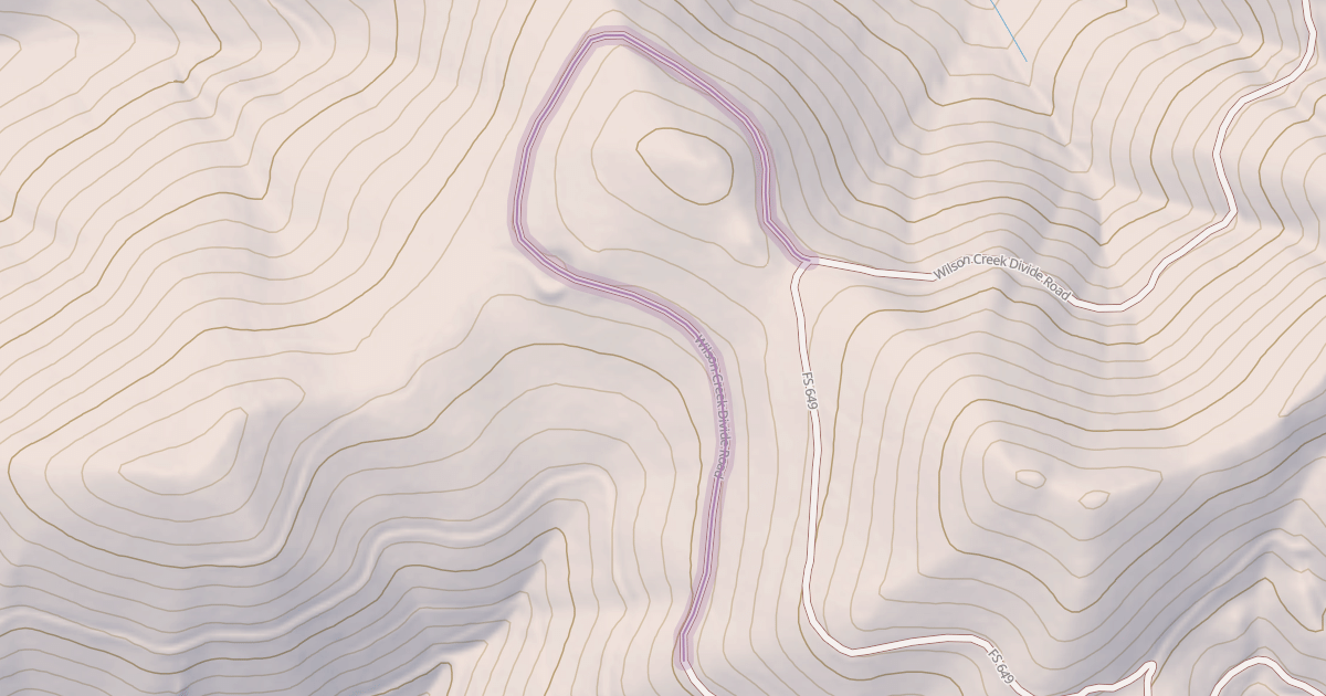 Map preview of Wilson Creek Divide Road
