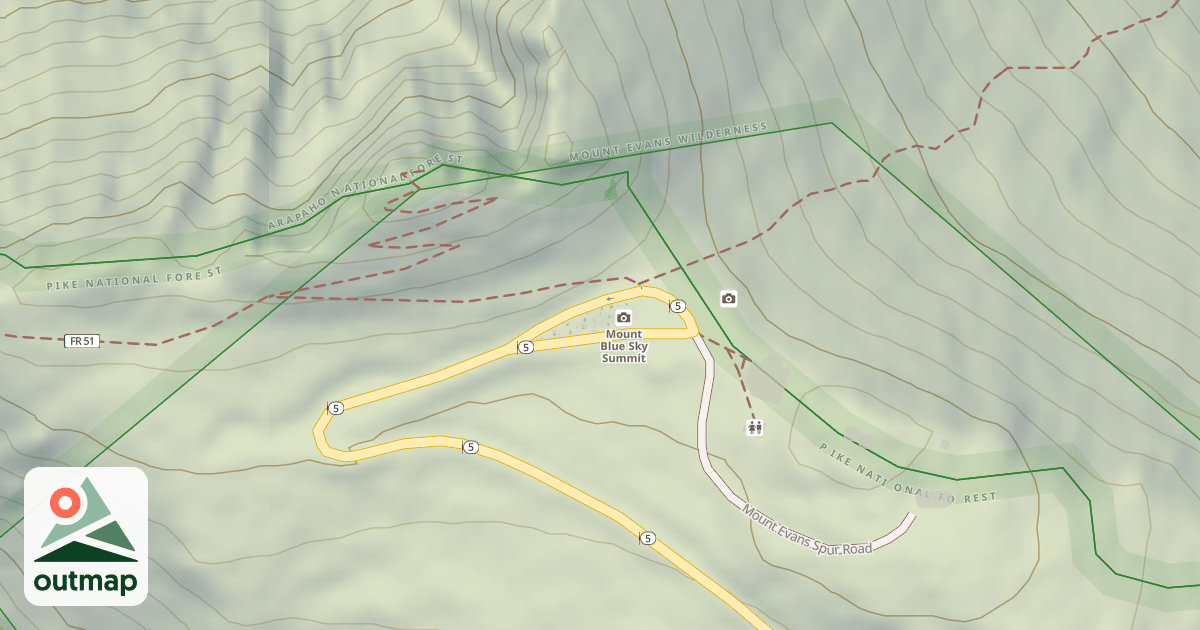 Map of MOUNT EVANS