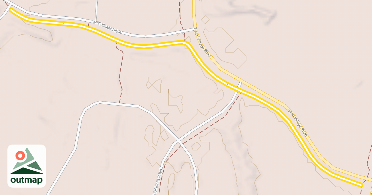Map of Teton Village to Lake Creek Winter Trail