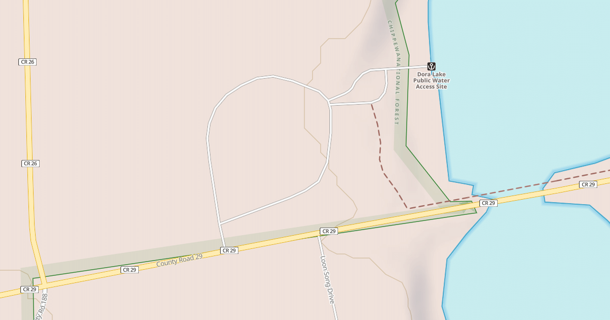 Map preview of DORA LAKE BOAT ACCESS
