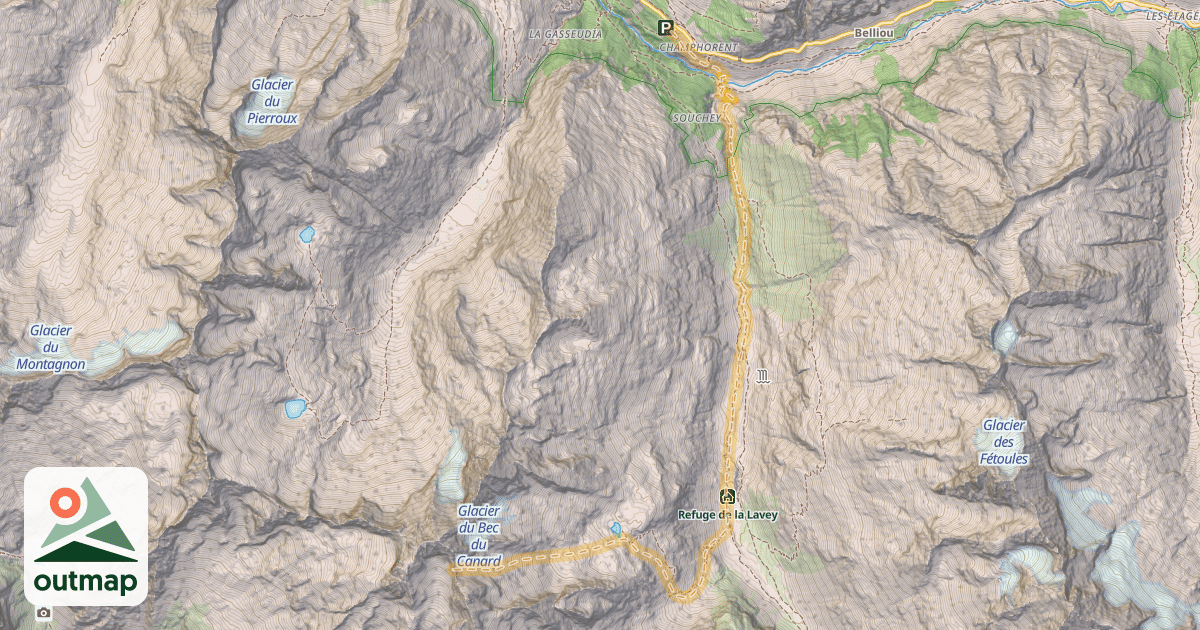 Map of Col d'Entre Pierroux — Champhorent