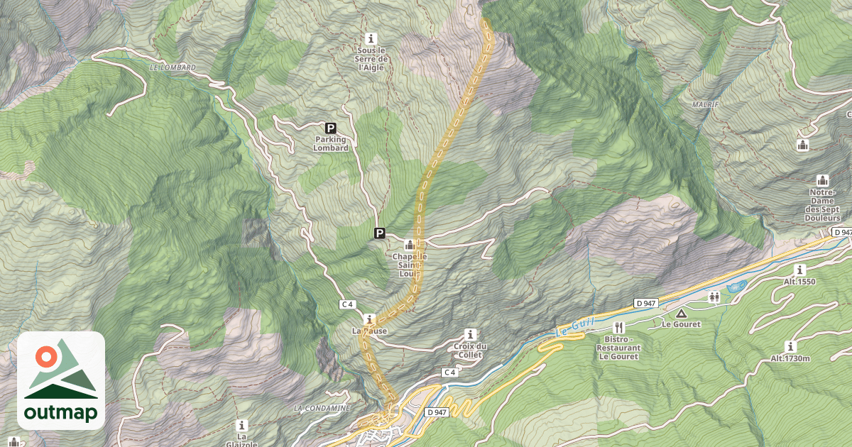 Map of Serre de l'Aigle — Aiguilles