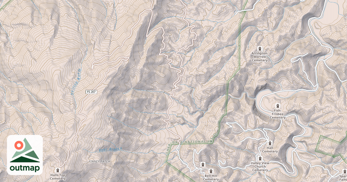 Map of HALL TOP SPUR
