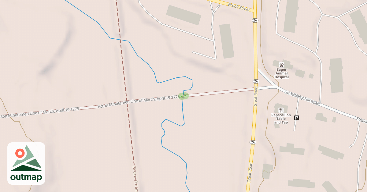 Map of Acton Minutemen Line of March, April 19 1775