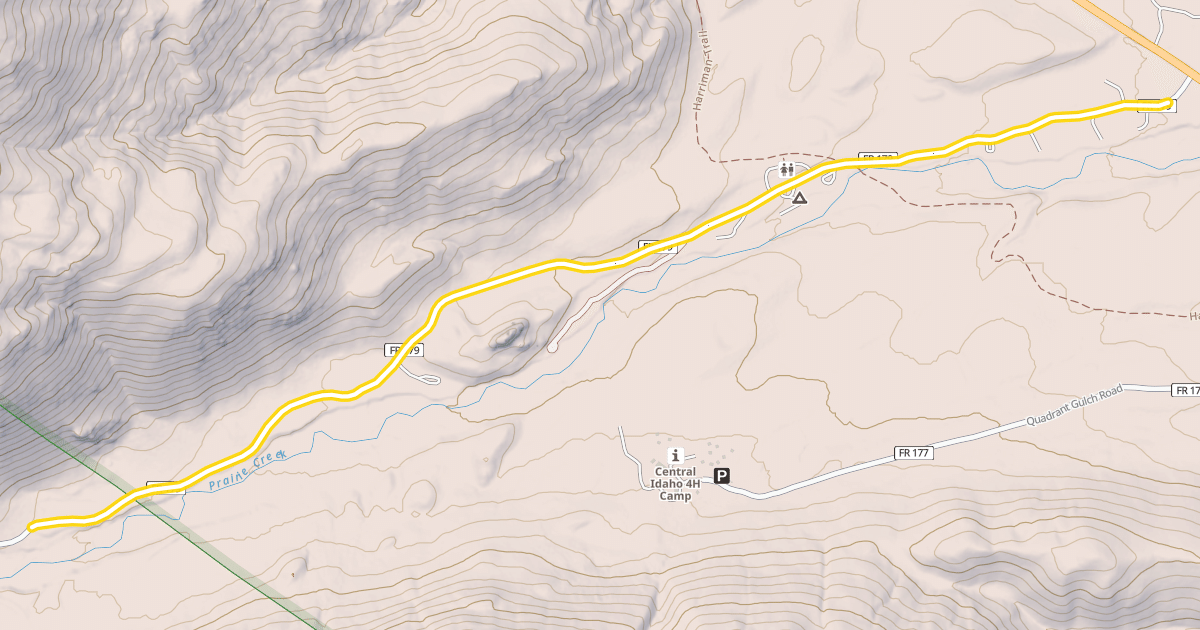 Map preview of Prairie Creek Road