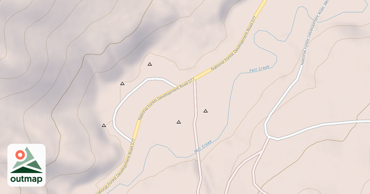 Map of FALL CREEK DISPERSED SITE B
