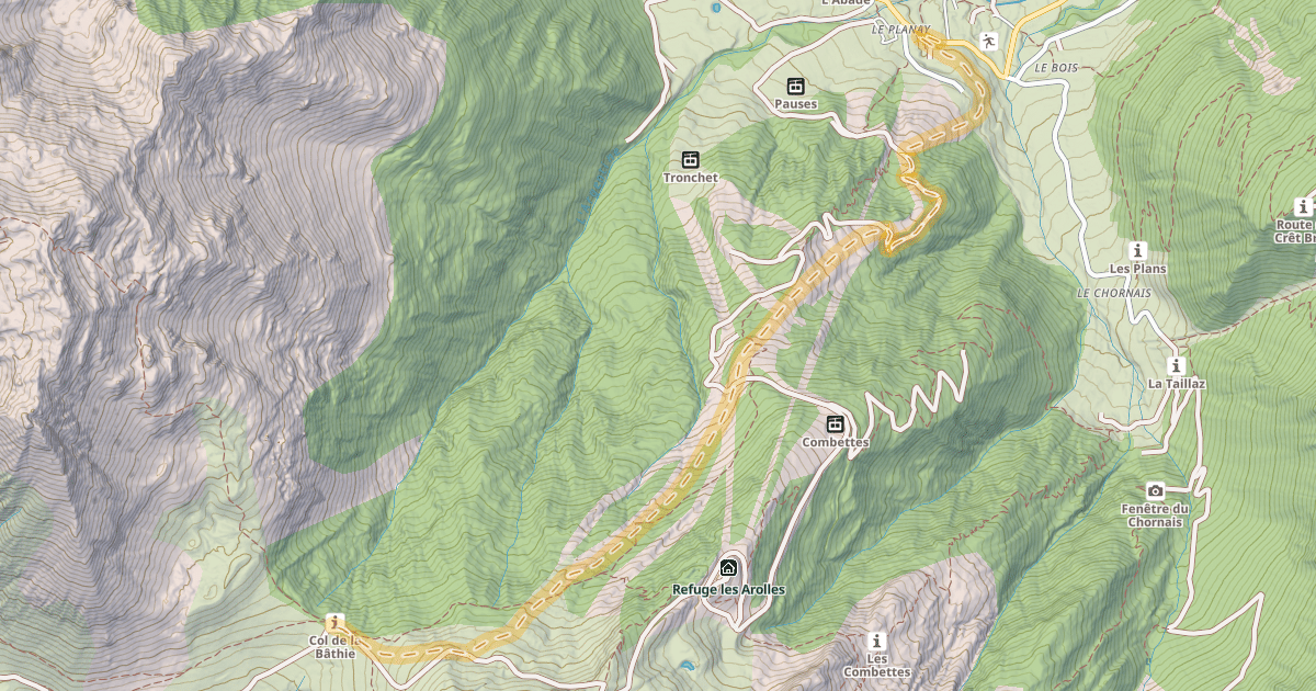 Map preview of Col de la Bâthie — Le Planey