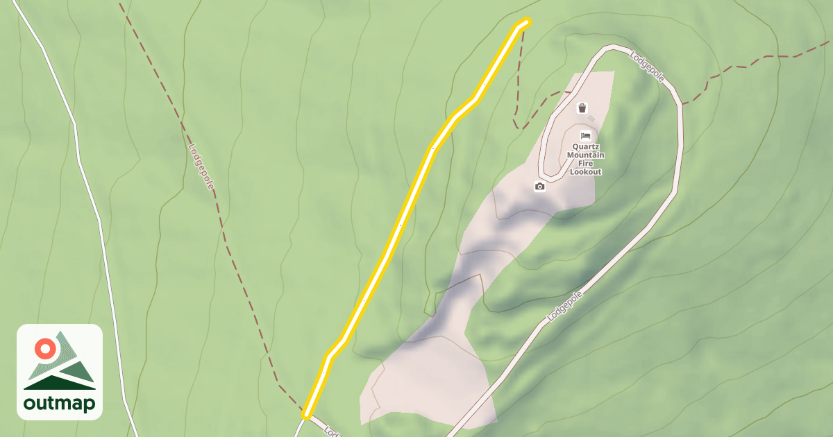 Map of Quartz Mountain Fire Lookout Trail (alternate)