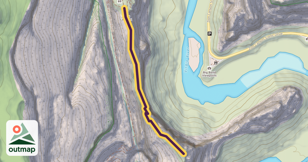 Map of Angels Landing Trail