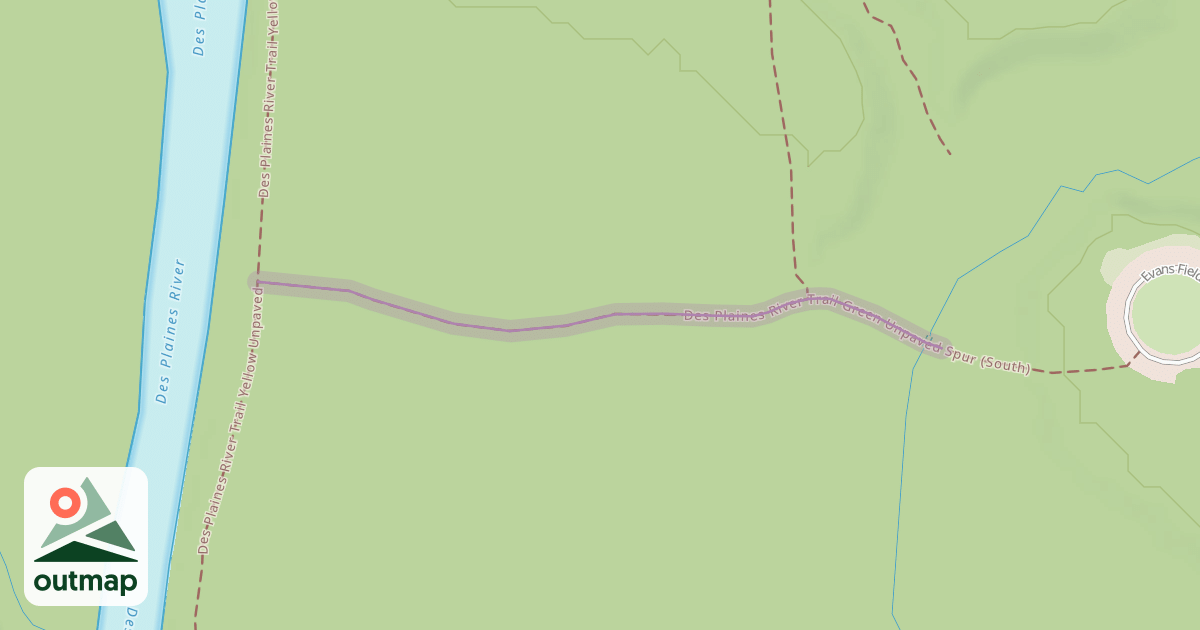 Map of Des Plaines River Trail Green Unpaved Spur (South)