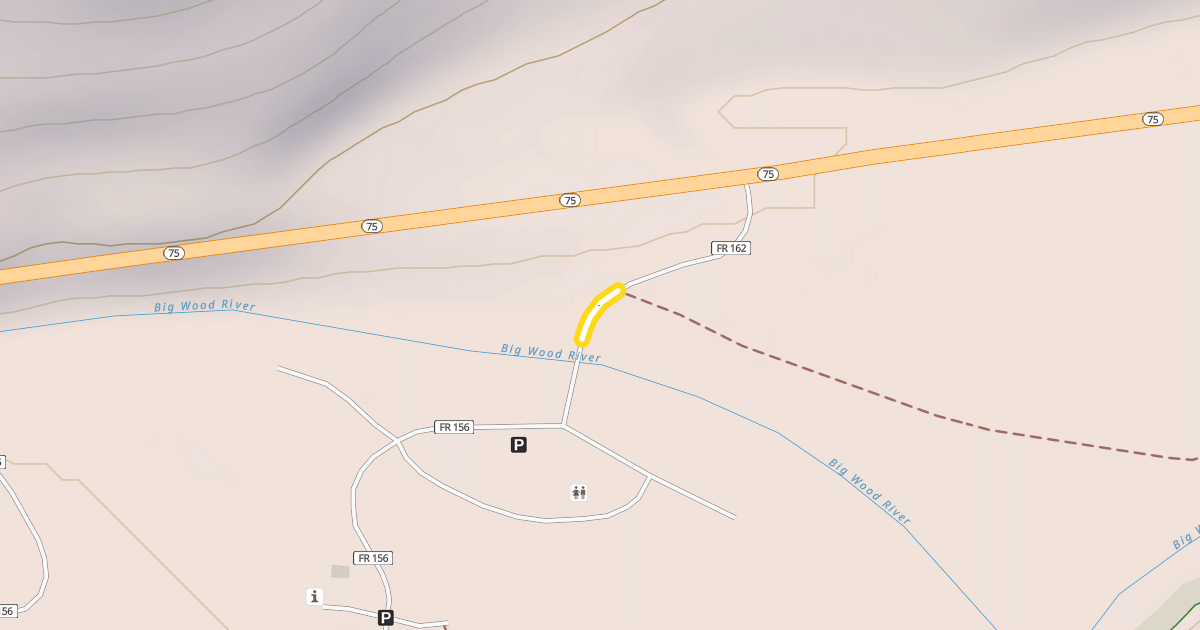 Map preview of Wood River Campground Road