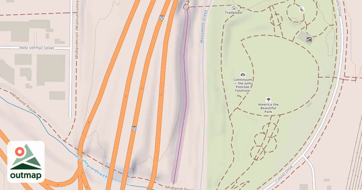 Map of Pikes Peak Greenway (West)