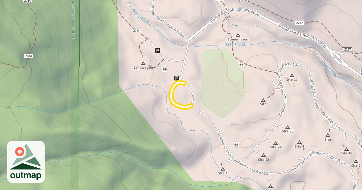 Map of Granite Flat Campground Road