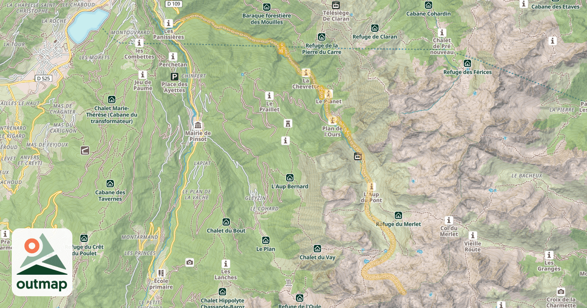 Map of Col des Fontaines — Le Pont du Veyton