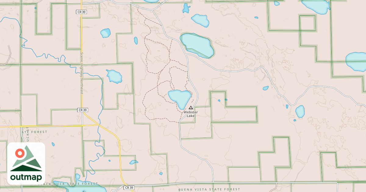Map of WEBSTER LAKE ROAD NORTHEAST