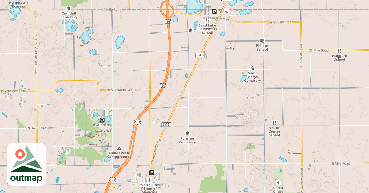 Map of Fred Meijer White Pine Trail State Park