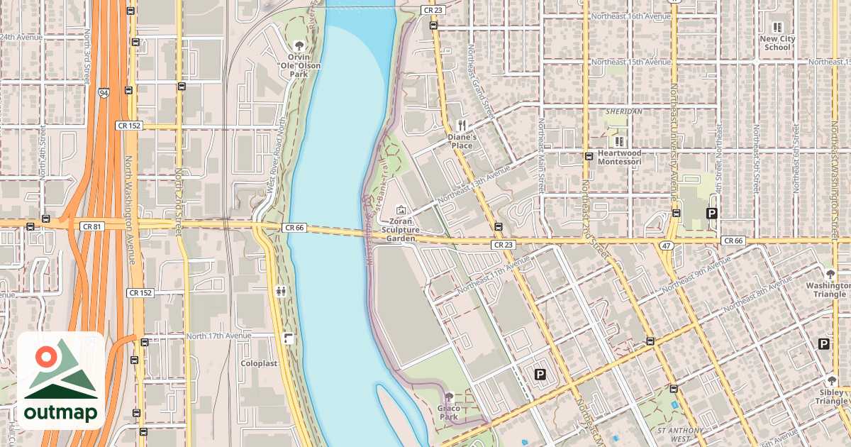 Map of Mississippi East Bank Trail