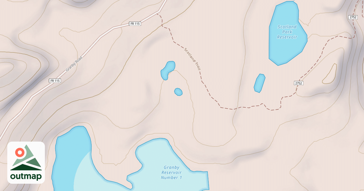 Map of GRANBY RESEVOIR