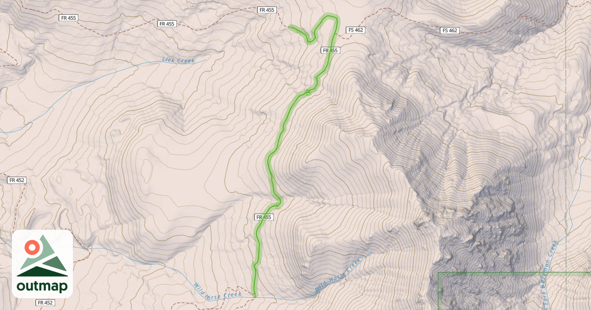 Map of Upper Wildhorse Lick Trail