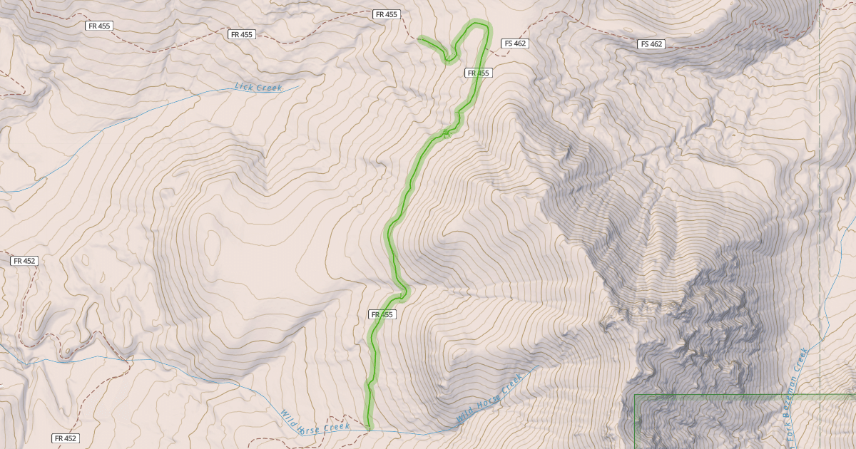 Map preview of Upper Wildhorse Lick Trail