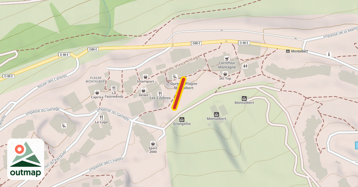 Map of Oursons Plagne Montalbert