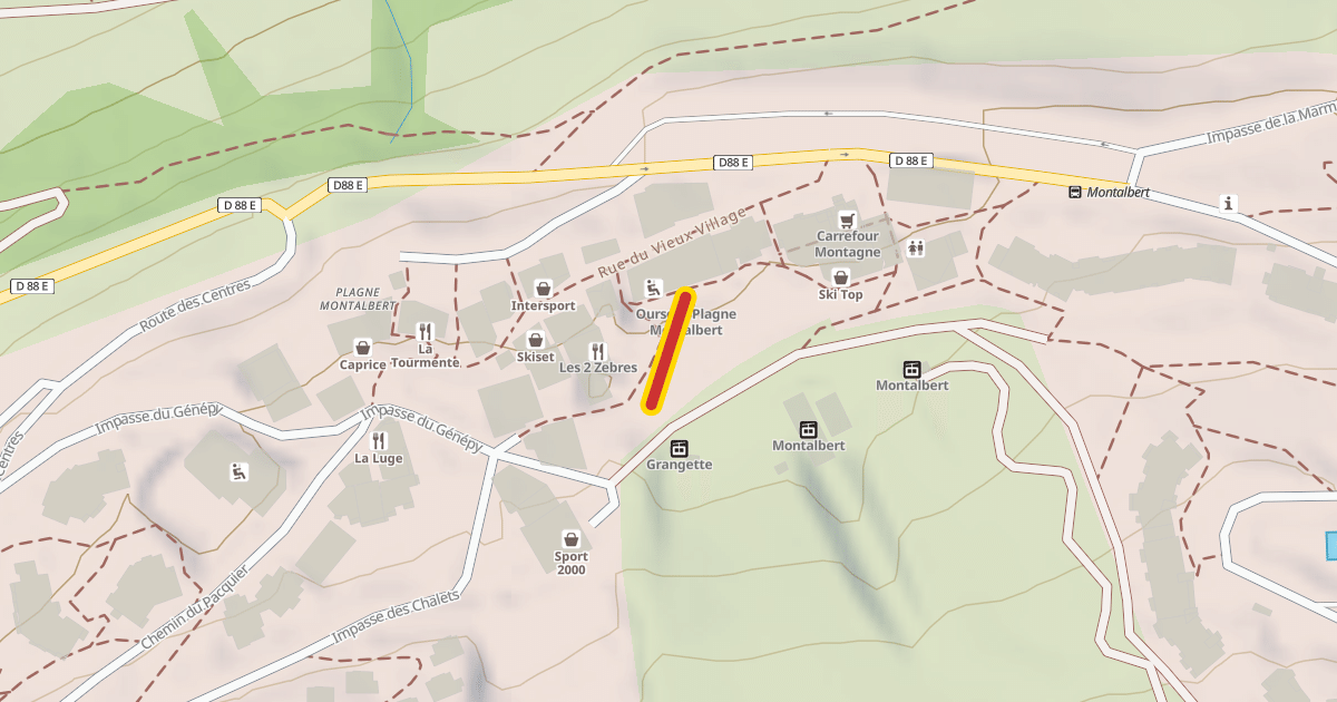 Map preview of Oursons Plagne Montalbert