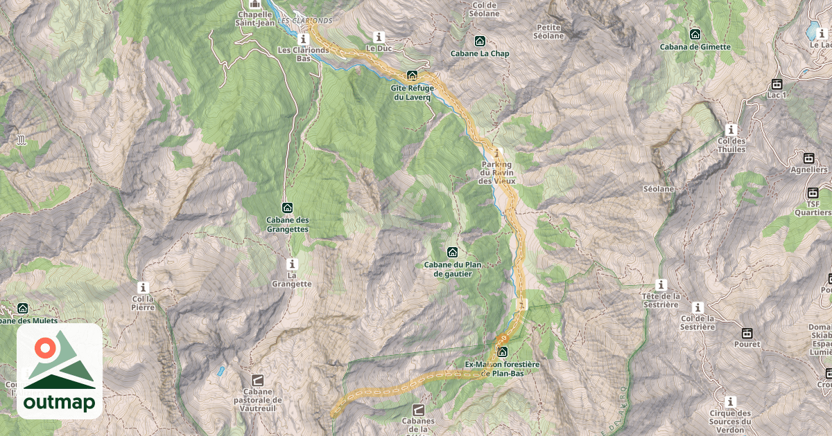 Map of Tête de Chabrière — Les Clarionds