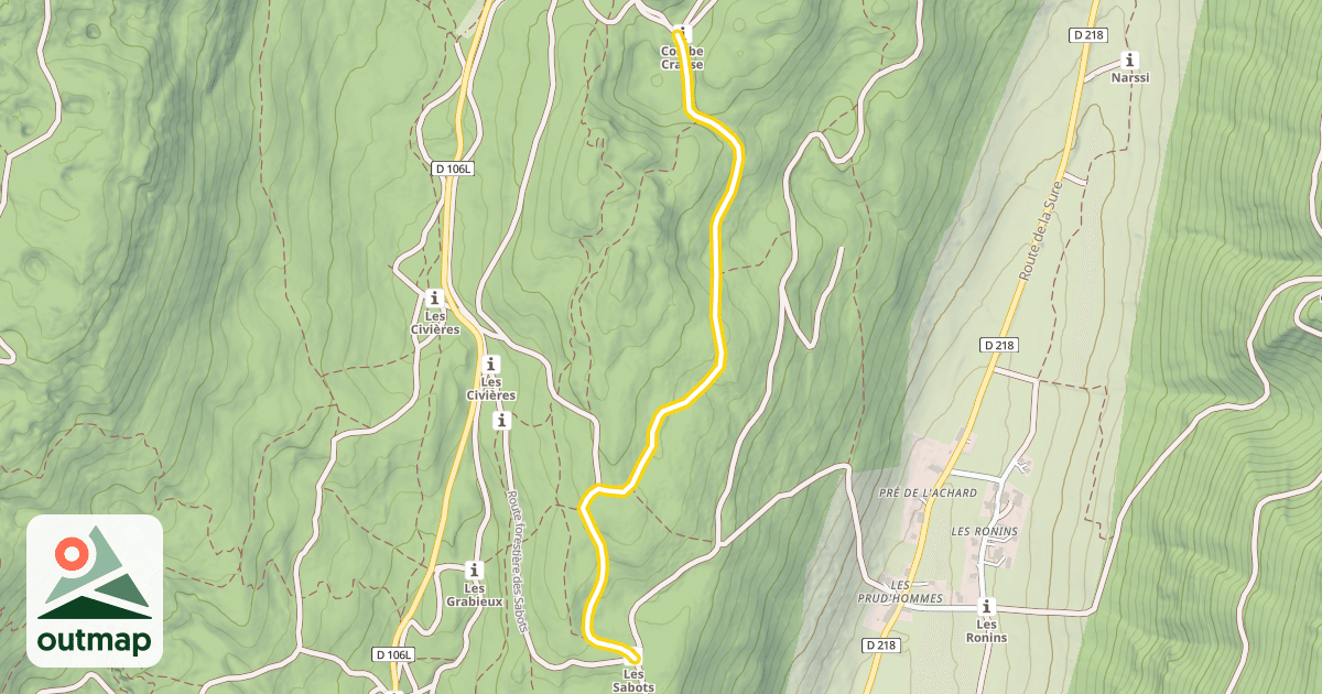 Map of Scandinave - Combe Crause / Les Sabots