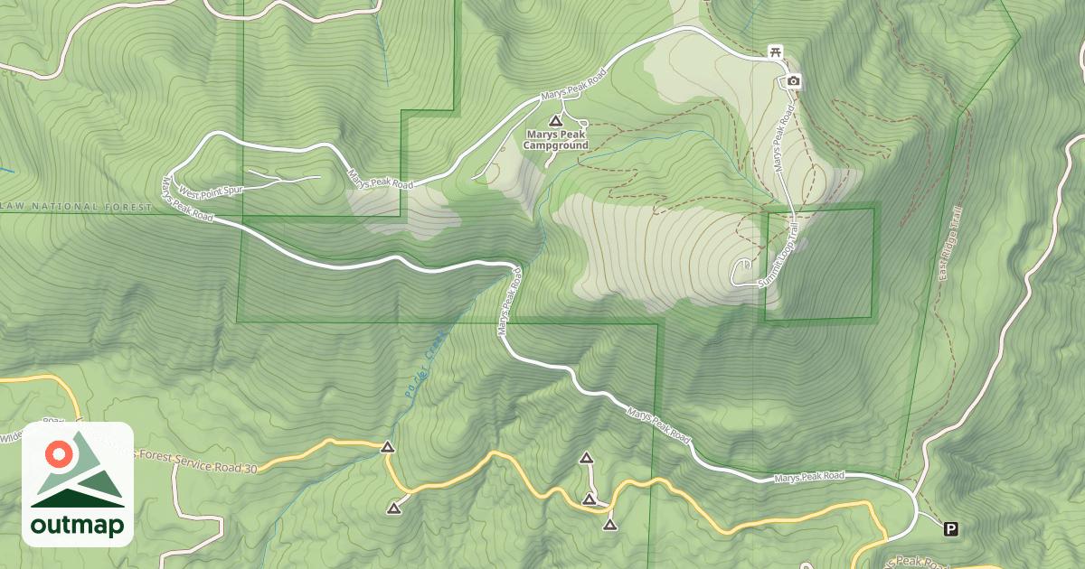 Map of MARYS PEAK ROAD-LOOKOUT