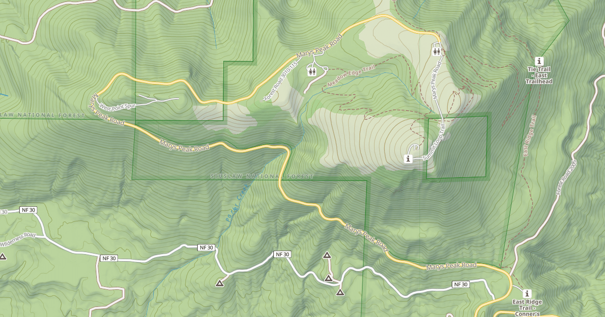 Map preview of MARYS PEAK ROAD-LOOKOUT