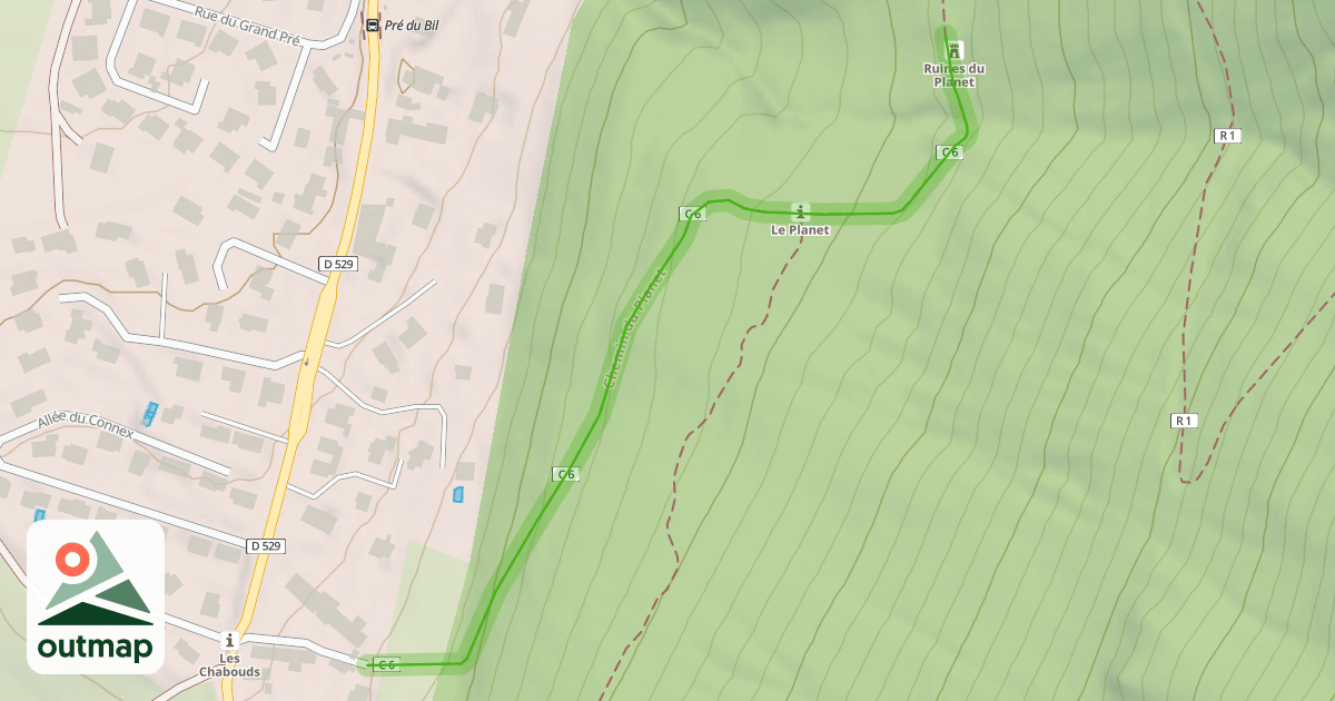 Map of Chemin du Planet