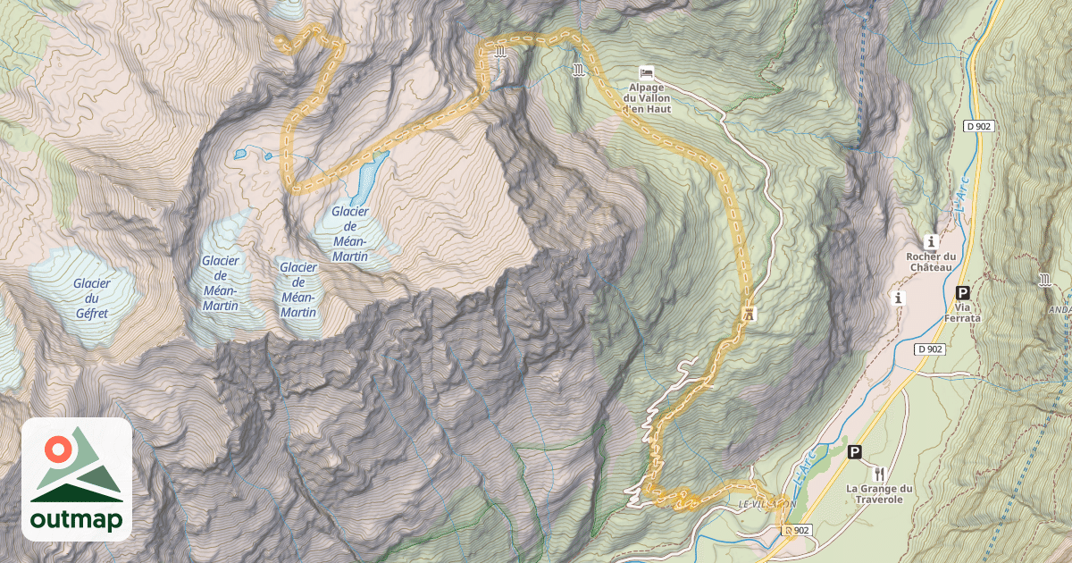 Map of Aiguille de Méan Martin — Le Villaron