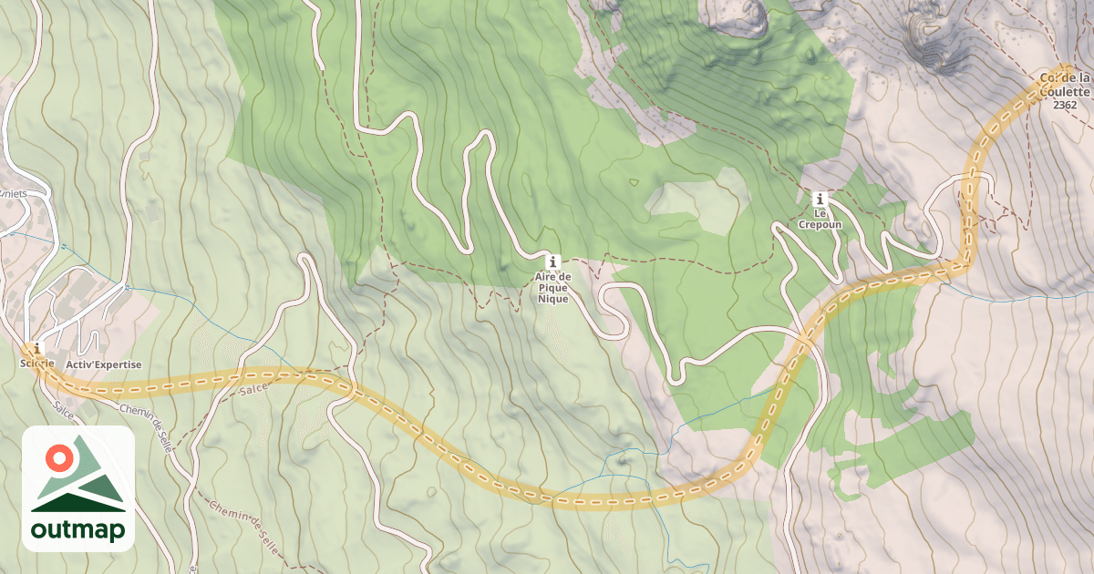 Map of Col de la Coulette — Sainte-Catherine
