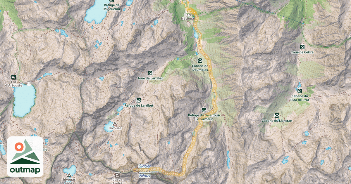 Map of Balaïtous ou Marmure — Centrale Hydroélectrique de Migouelou