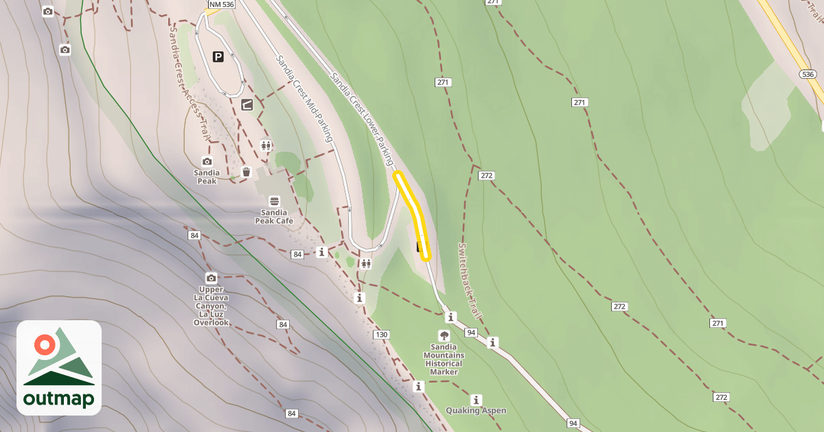 Map of Sandia Crest Lower Parking