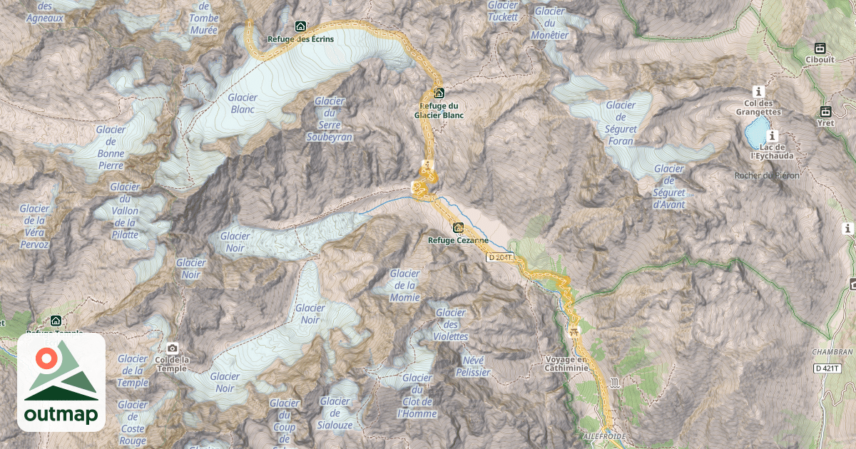 Map of Col de la Roche Faurio — Ailefroide
