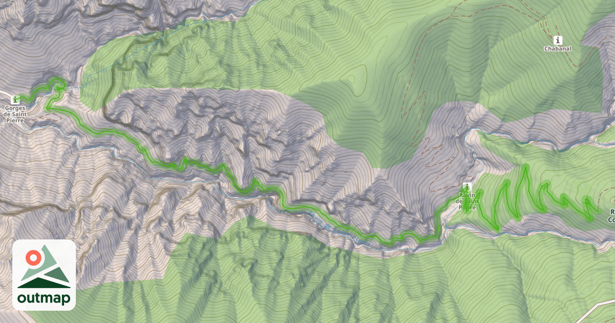 Map of Sentier Aérien des Gorges de Saint-Pierre